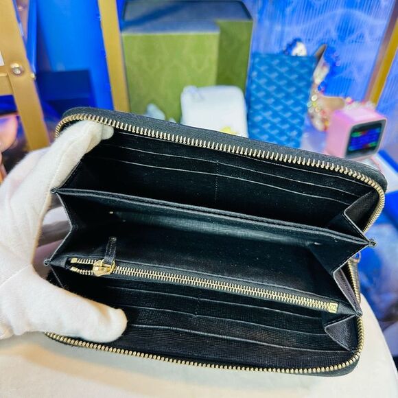 Fendi Black Monster Leather Gold Studded Zip Around Wallet - Picture 8 of 12